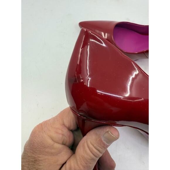 NEW Aldo Stessy Heels Patent Leather Pointed Toe Pump Red Pink Womens Size 8.5 - Picture 4 of 9
